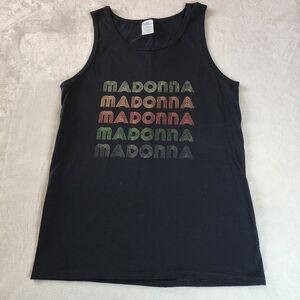 Port & Company Black Tank Top With Madonna Graphics Size Small